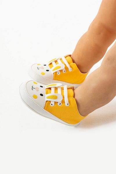 yummy kids First Step Lace-Up Rabbit Embroidered Comfortable Non-Slip Sole Baby Girl Booties Shoes