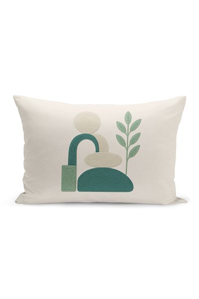 Bertille Home Double Side Digital Printed Throw Pillow Case (Punch/Punch Embroidery Pattern Look)