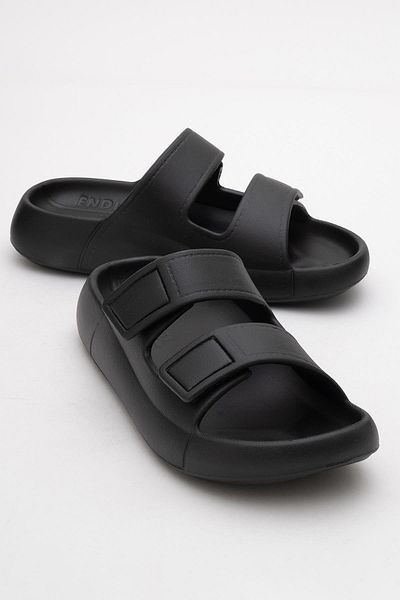 CCWAY AYAKKABI Men's Buckle Slippers Black