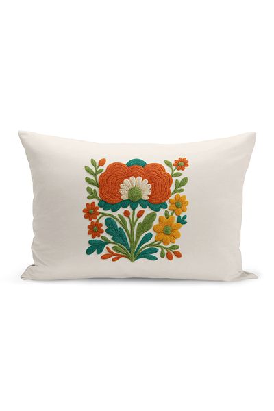 Bertille Home Husă de pernă imprimată digitală pe două părți (aspect de model de broderie Punch/Punch)