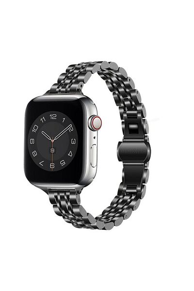 O Ozone Slim Metal Straps For Apple Watch Band 42mm 44mm 45mm 49mm -Black