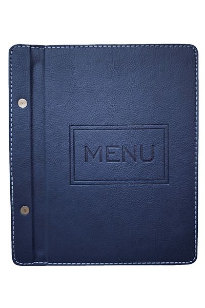 ankara menü A5 23X15 cm Blue Thermo Leather Menu Container – Transparent Acetate, Handcrafted Production