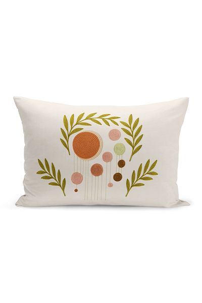 Bertille Home Husă de pernă imprimată digitală pe două părți (aspect de model de broderie Punch/Punch)