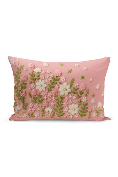 Bertille Home Husă de pernă imprimată digitală pe două părți (aspect de model de broderie Punch/Punch)