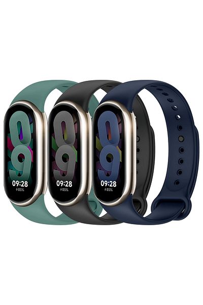 O Ozone [Pack of 3] Silicone Strap For Xiaomi Mi Band 8 (Black/Green/Dark Blue)