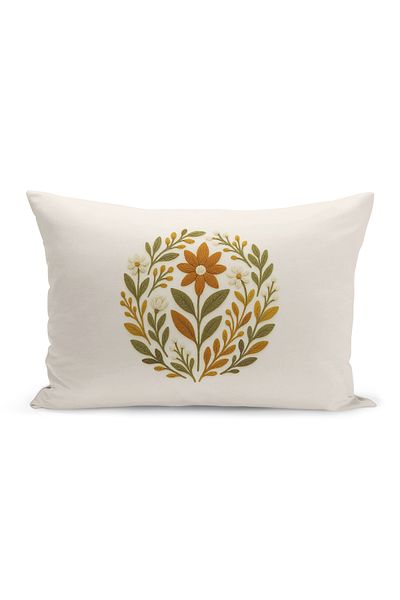 Bertille Home Husă de pernă imprimată digitală pe două părți (aspect de model de broderie Punch/Punch)