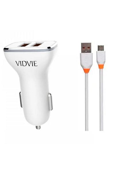 Vidvie 2 USB Fast Car Charger With Micro Charging Cable (2.4A)