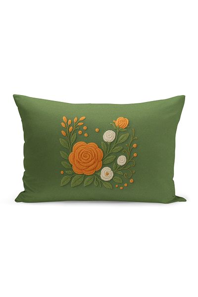 Bertille Home Husă de pernă imprimată digitală pe două părți (aspect de model de broderie Punch/Punch)
