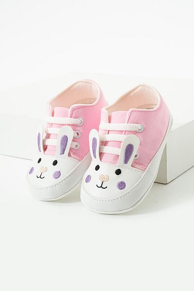 yummy kids First Step Lace-Up Rabbit Embroidered Comfortable Non-Slip Sole Baby Girl Booties Shoes