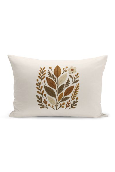 Bertille Home Double Side Digital Printed Throw Pillow Case (Punch/Punch Embroidery Pattern Look)
