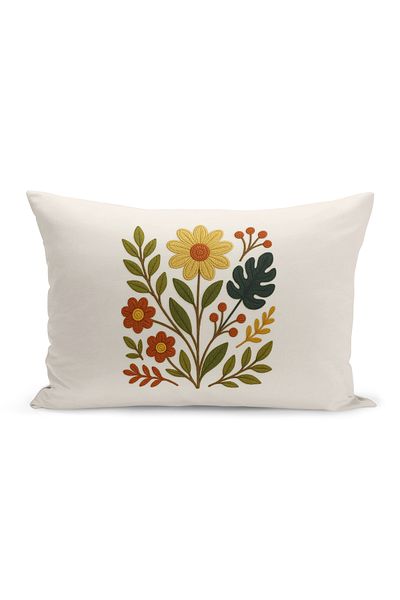 Bertille Home Husă de pernă imprimată digitală pe două părți (aspect de model de broderie Punch/Punch)