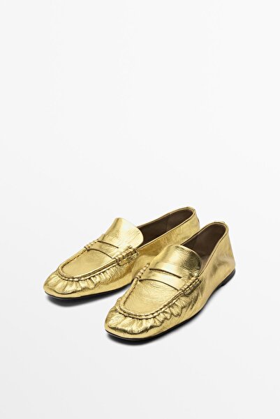 Massimo Dutti Altın rengi penny makosen