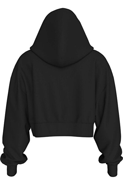 Calvin Klein WOVEN LABEL HOODIE Siyah Kadın Sweatshirt & Hoodie