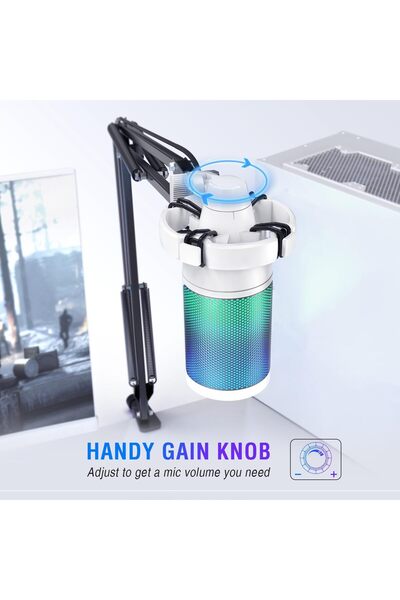 Fifine Streaming Gaming USB Microphone Kit, PC Condenser RGB Mic Compatible with PS4/PS5, Plug and P