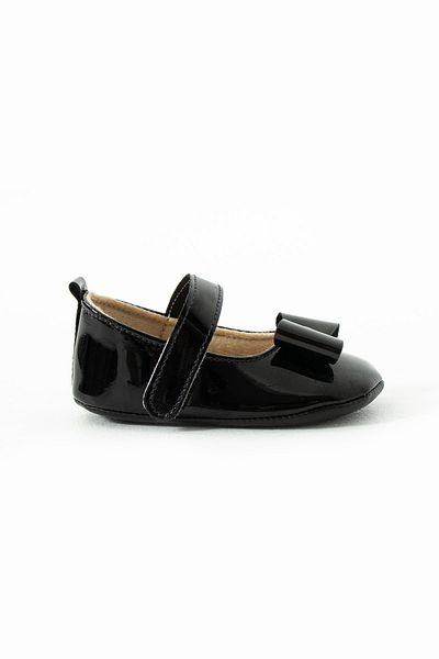 yummy kids First Step Velcro Bow Detailed Non-Slip Sole Patent Leather Girls Ballerina Shoes Booties