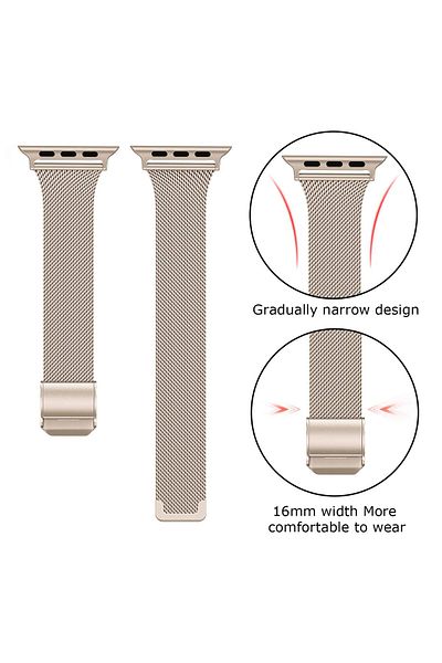 O Ozone Slim Milanese Apple Watch Strap | Apple Watch Series 10 | Ultra 2 | 8 Ultra | 9 | 8 | 7 | 6 | Beige