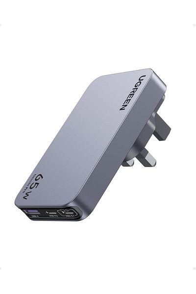Ugreen Nexode Pro 65W USB C Charger, Travel Adapter with UK/EU Plug【GaNII Upgrade】3-Port GaN Ult