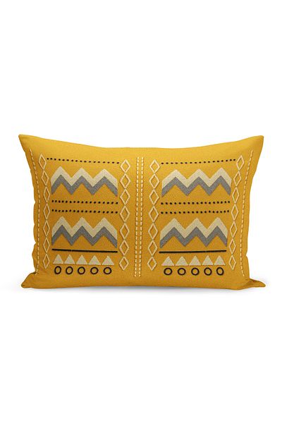 Bertille Home Double Side Digital Printed Throw Pillow Case (Punch/Punch Embroidery Pattern Look)