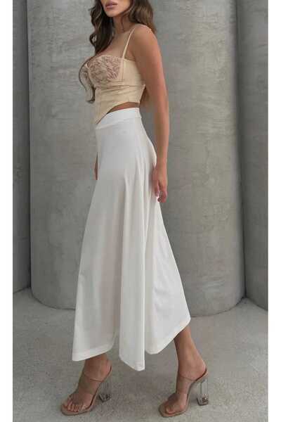 Pupa Puff Scuba Flared Waist Elastic Waist Long Skirt