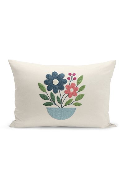 Bertille Home Husă de pernă imprimată digitală pe două părți (aspect de model de broderie Punch/Punch)