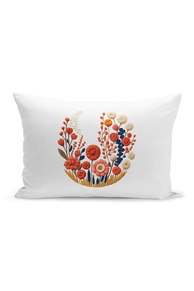 Bertille Home Husă de pernă imprimată digitală pe două părți (aspect de model de broderie Punch/Punch)