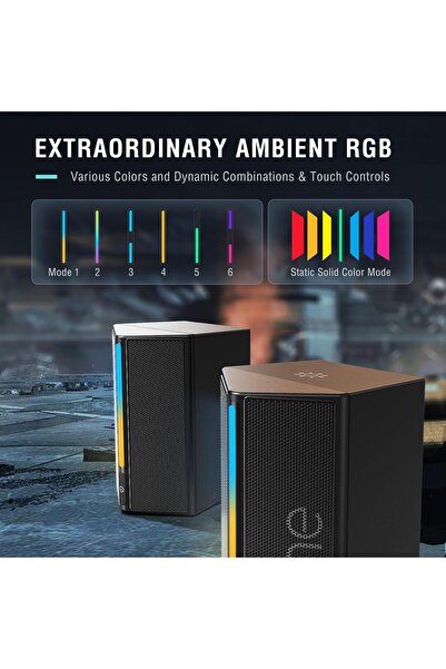 Fifine AmpliGame A20 RGB Desktop PC Speakers, Wired 3.5mm, USB Powered