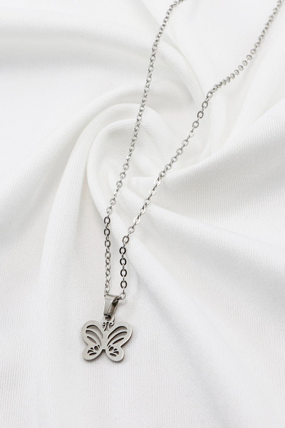 biuti قلادة فولاذية على شكل فراشة فضية اللون من الفولاذ المقاوم للصدأ، قلادة ...