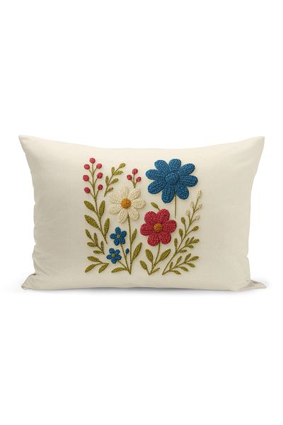 Bertille Home Husă de pernă imprimată digitală pe două părți (aspect de model de broderie Punch/Punch)