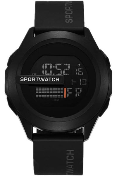 Generic Digital Sports Watch, LED Display, Waterproof, Black Silicone Band, Stopwatch and Alarm Functions