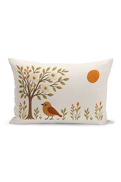 Bertille Home Husă de pernă imprimată digitală pe două părți (aspect de model de broderie Punch/Punch)