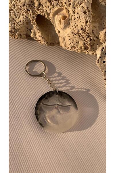 MISS GOLDEN سلسلة مفاتيح إيبوكسي باللون الأسود مع وجه عاطفي على شكل رمز تعبير...