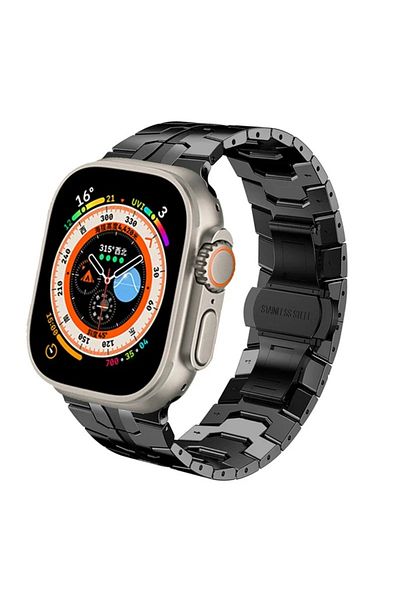 O Ozone Titanium Metal Watch Band Strap Compatible with Apple Watch Ultra 2 Band 49mm 45mm 44mm 42mm - Black