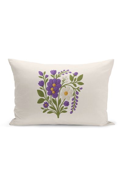 Bertille Home Husă de pernă imprimată digitală pe două părți (aspect de model de broderie Punch/Punch)
