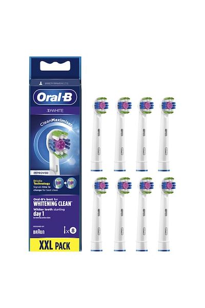 Oral-B Set 8 replacement heads for Oral-B electric toothbrush, 3D White, CleanMaximizer technology