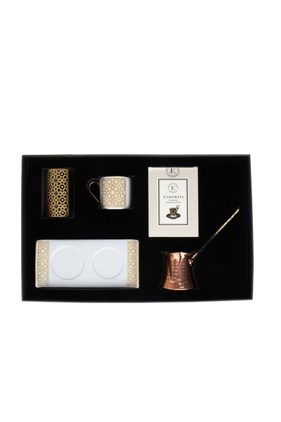 endorfia كوب قهوة تركي مطلي بالذهب، كوب ماء، إبريق قهوة نحاسي، مجموعة هدايا ا...