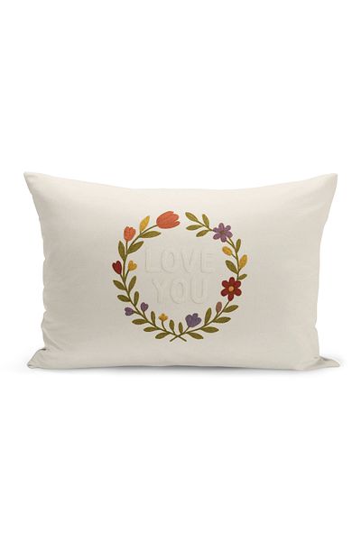 Bertille Home Husă de pernă imprimată digitală pe două părți (aspect de model de broderie Punch/Punch)
