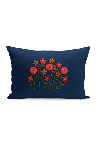 Bertille Home Husă de pernă imprimată digitală pe două părți (aspect de model de broderie Punch/Punch)