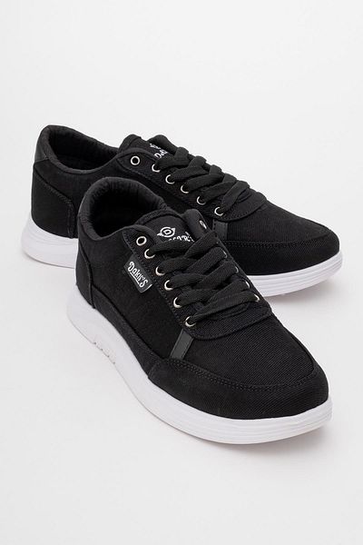 CCWAY AYAKKABI Men's Lace-Up Denim Sports Shoes Black White