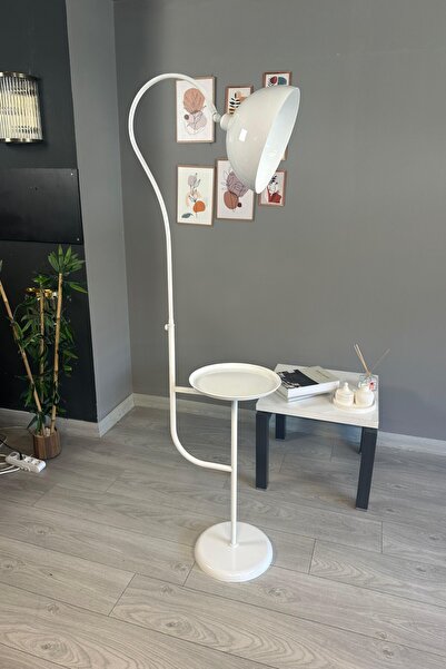 Bamyum Beyaz Lambader Modern Dekoratif Metal Oturma Odası Çalışma Odası Zemin Lambası