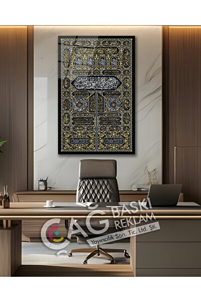 Çağ Baskı Kabe Örtüsü Mekke Dua Dini İslam Cam Tablo Modern Ev Ofis Salon Oda...