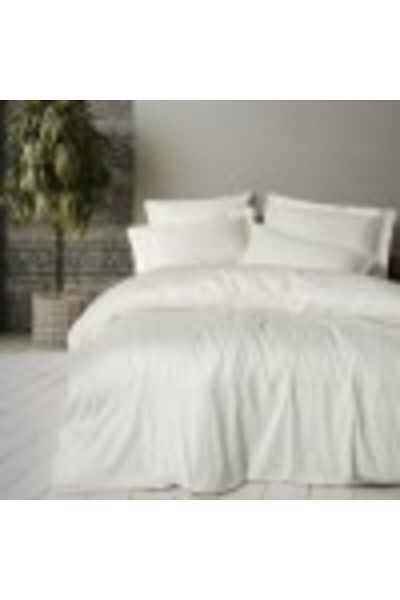 Cotton Box Luxury bed linen with satin embroidery, duvet cover 200x220cm, CottonBox, Luxe Ecru