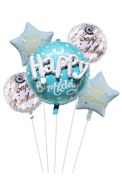Choice Other 7pcs blue 3pcs/7pcs 22inch Combination Happy Birthday Round Foil Balloons Birthday Party Decor