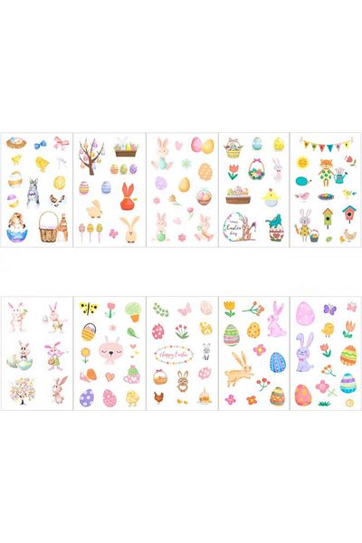 Naler Set de 20 de coli de autocolante Naler pentru Paște, multicolore, PVC, 9,5 x 15 cm