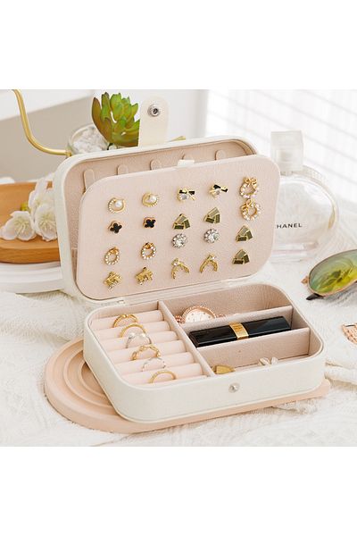 Choice WHITE Portable Jewelry Storage Box Travel Organizer Jewelry Case Leather Storage Earrings Necklace R