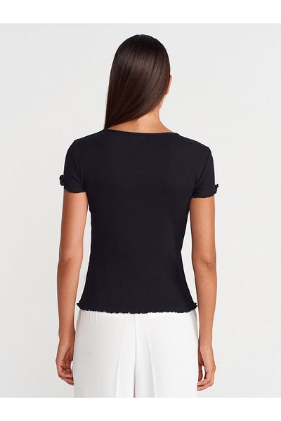Dilvin 31935 Short Sleeve T-Shirt-Black