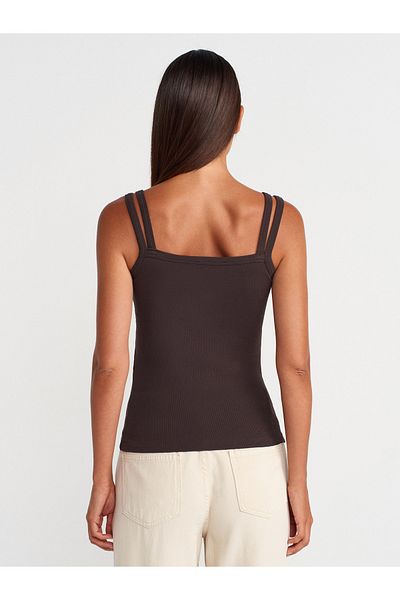Dilvin 21105 Double Strap Undershirt-Dark Brown