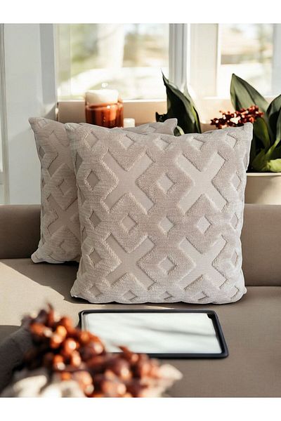kissen 2-Piece Welsoft Punch Embroidered Decorative Throw Pillow Case