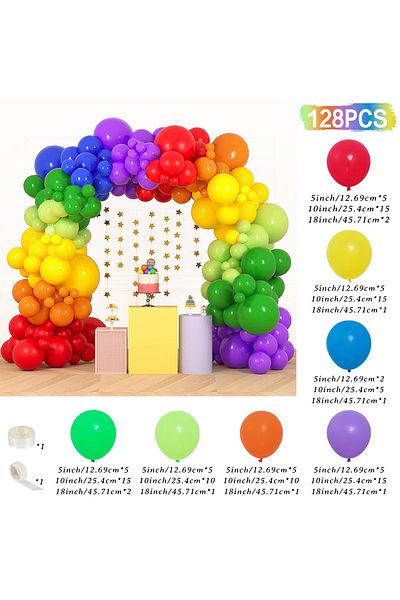 Choice as picture 128pcs Colorful Rainbow Balloon Garland Arch Kit Multicolor Latex Ballons Decoration Wedd