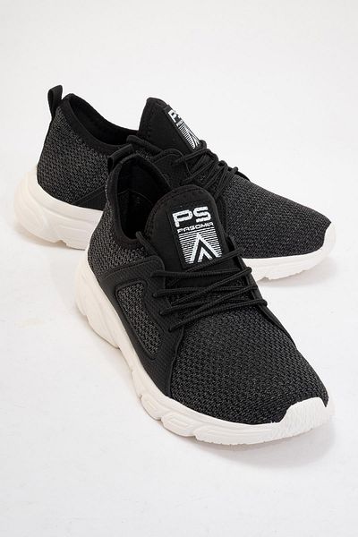 CCWAY AYAKKABI Men's Knitwear Sports Shoes BLACK WHITE