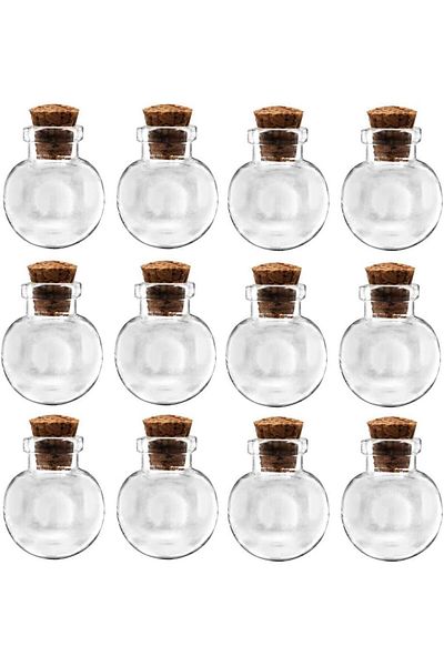 Generic 10 pcs Small Mini Glass Jars Bottles with Cork Stoppers and Eye Screws - 1ml Tiny Vials Wishing Mess